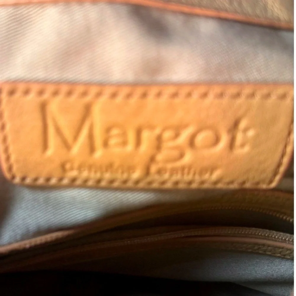 Margot Cream Tan Pebbled Genuine Leather Hobo Tote Bag Gold Hardware Large